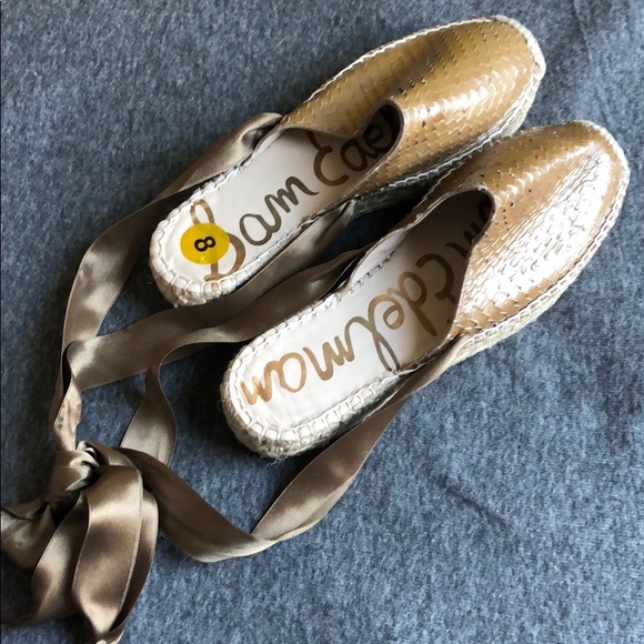 BNWOT Sam Edelman Snake Skin Ribbon Espadrille - Picture 2 of 6